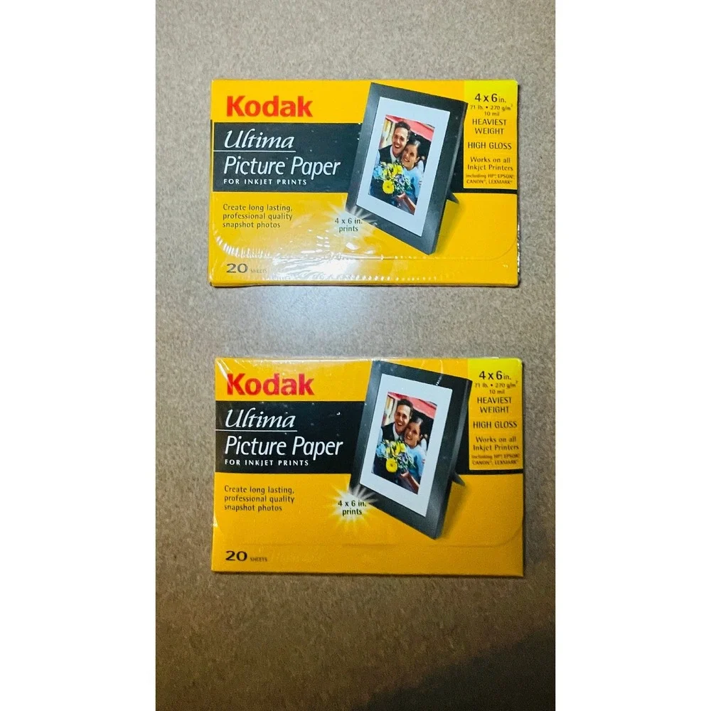 Kodak Ultima Picture Paper 4x6 High Gloss 71lb 10mil 20ct Bundle of 2 8084931